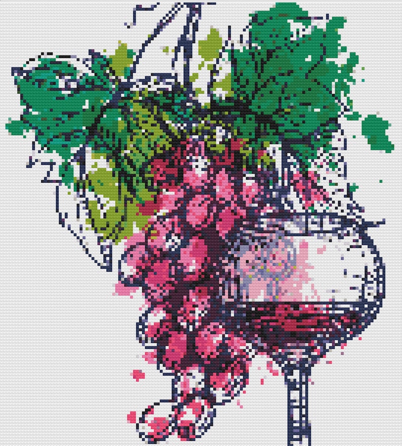 Wine Cross Stitch Pattern a Tribute to Wine PDF Etsy