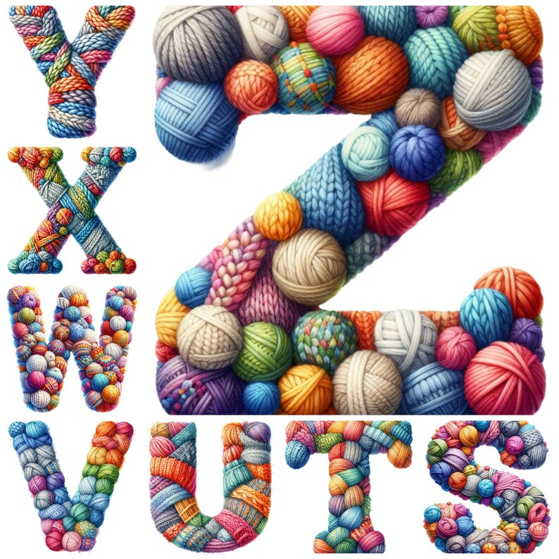 Knitted Alphabet Cross Stitch Alphabet, 26 Multicolored PDF Patterns