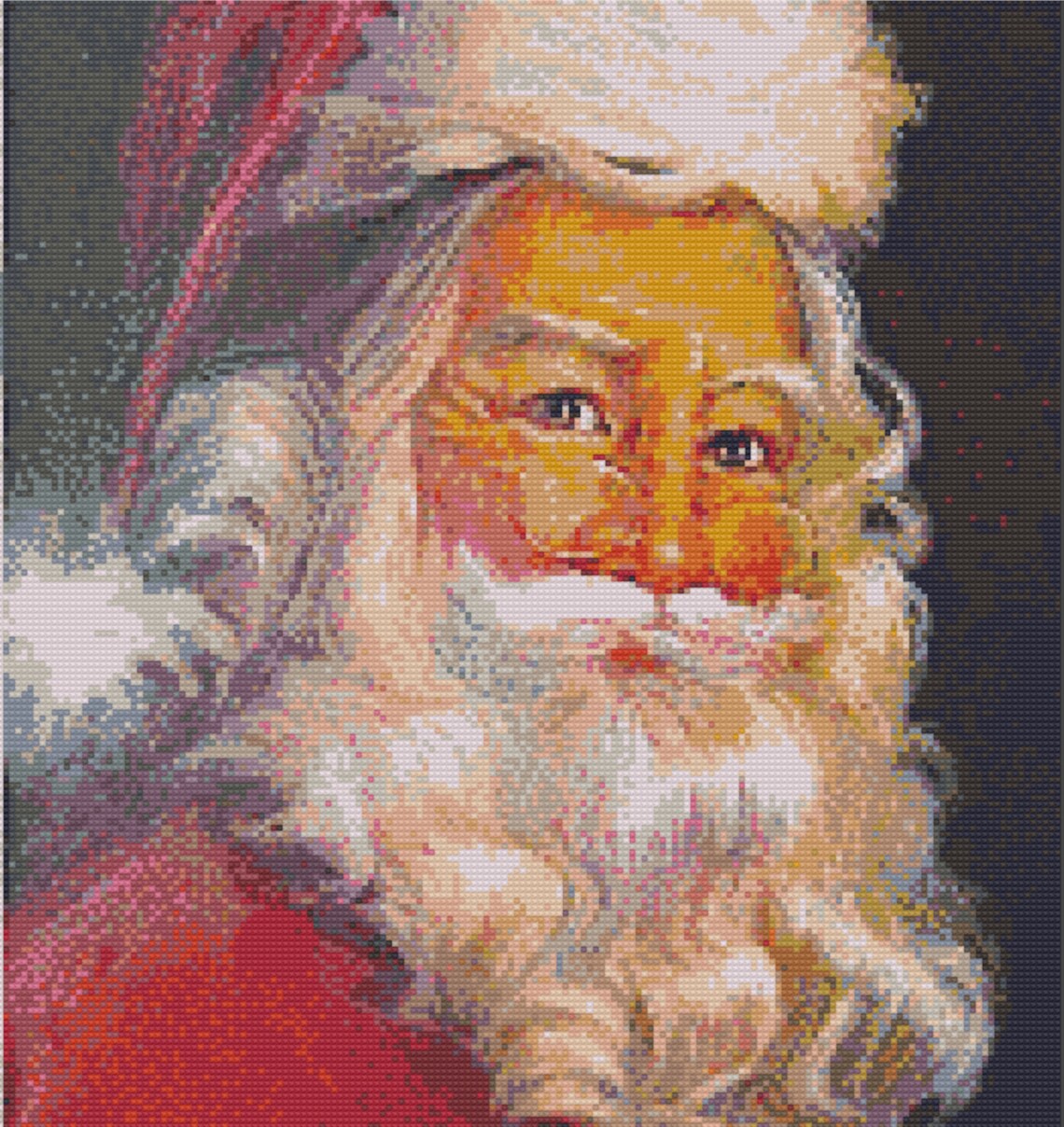 Santa Cross Stitch Pattern, Printable Vintage Santa Claus PDF Pattern