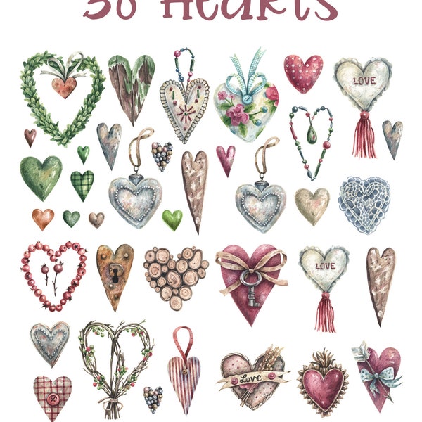 38 Mini Hearts Cross Stitch Patterns, Printable PDF Patterns, 2 Kinds of Charts, Instant Download, DMC Floss