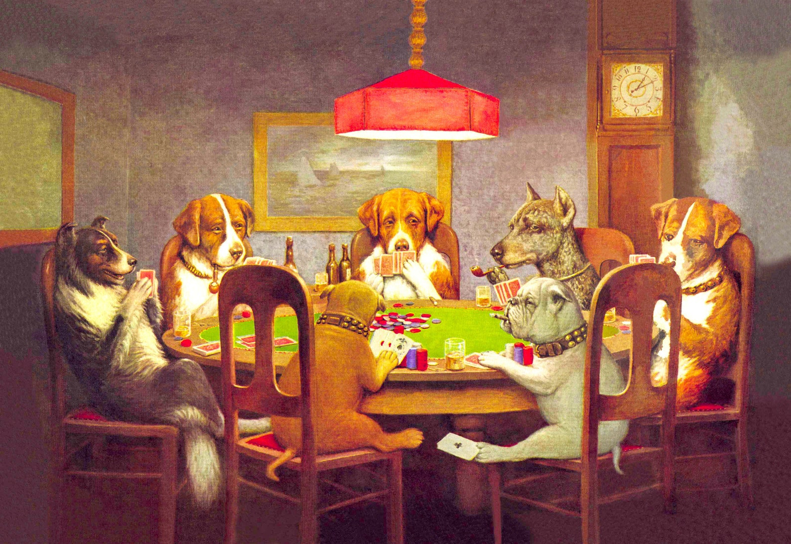 Cross Stitch Pattern dogs Playing Poker, C M Coolidge, Printable PDF