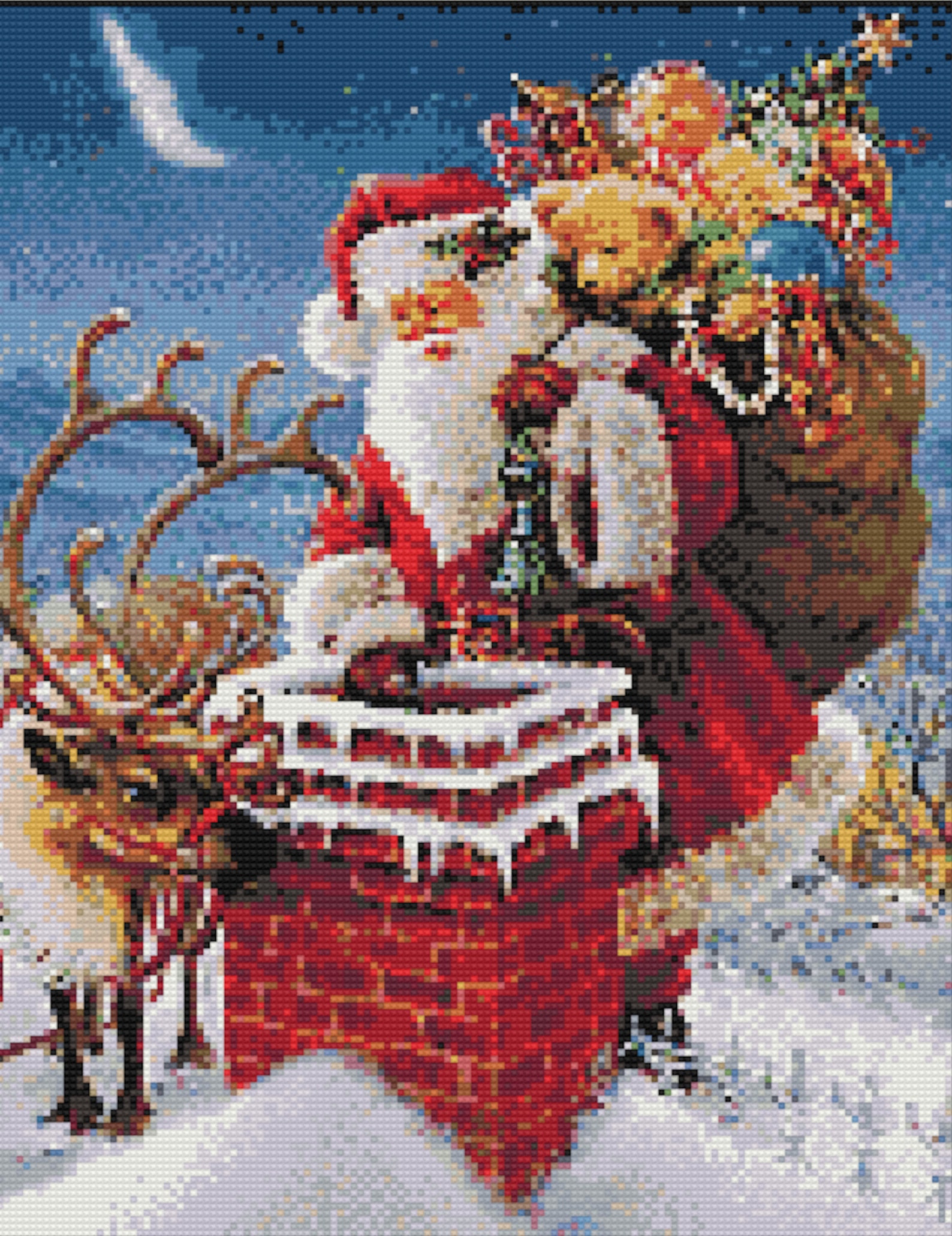 Santa Cross Stitch Pattern, Printable Vintage Santa Claus PDF Pattern