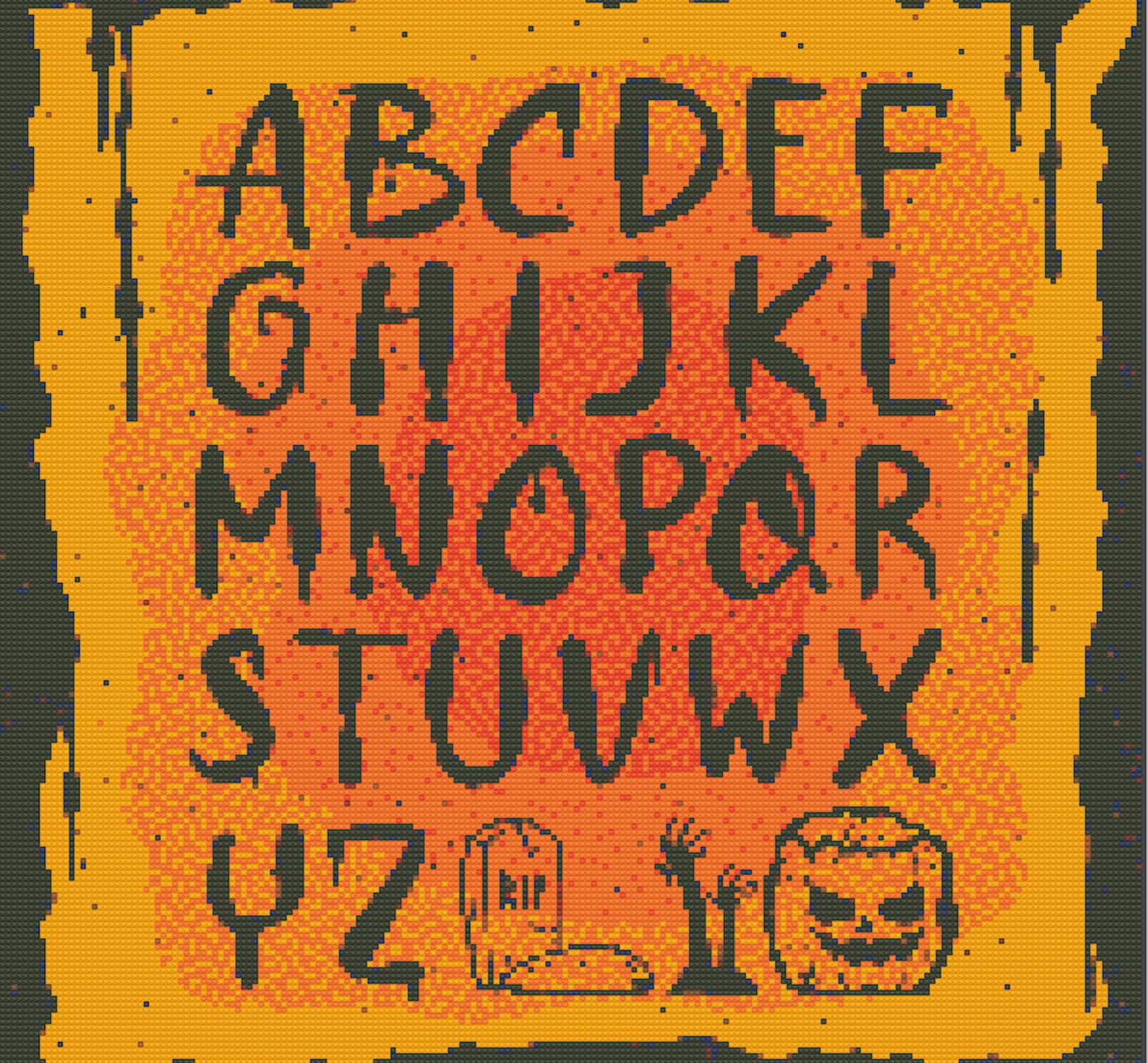Halloween Cross Stitch Pattern, Printable 10 Grinning Pumpkins PDF