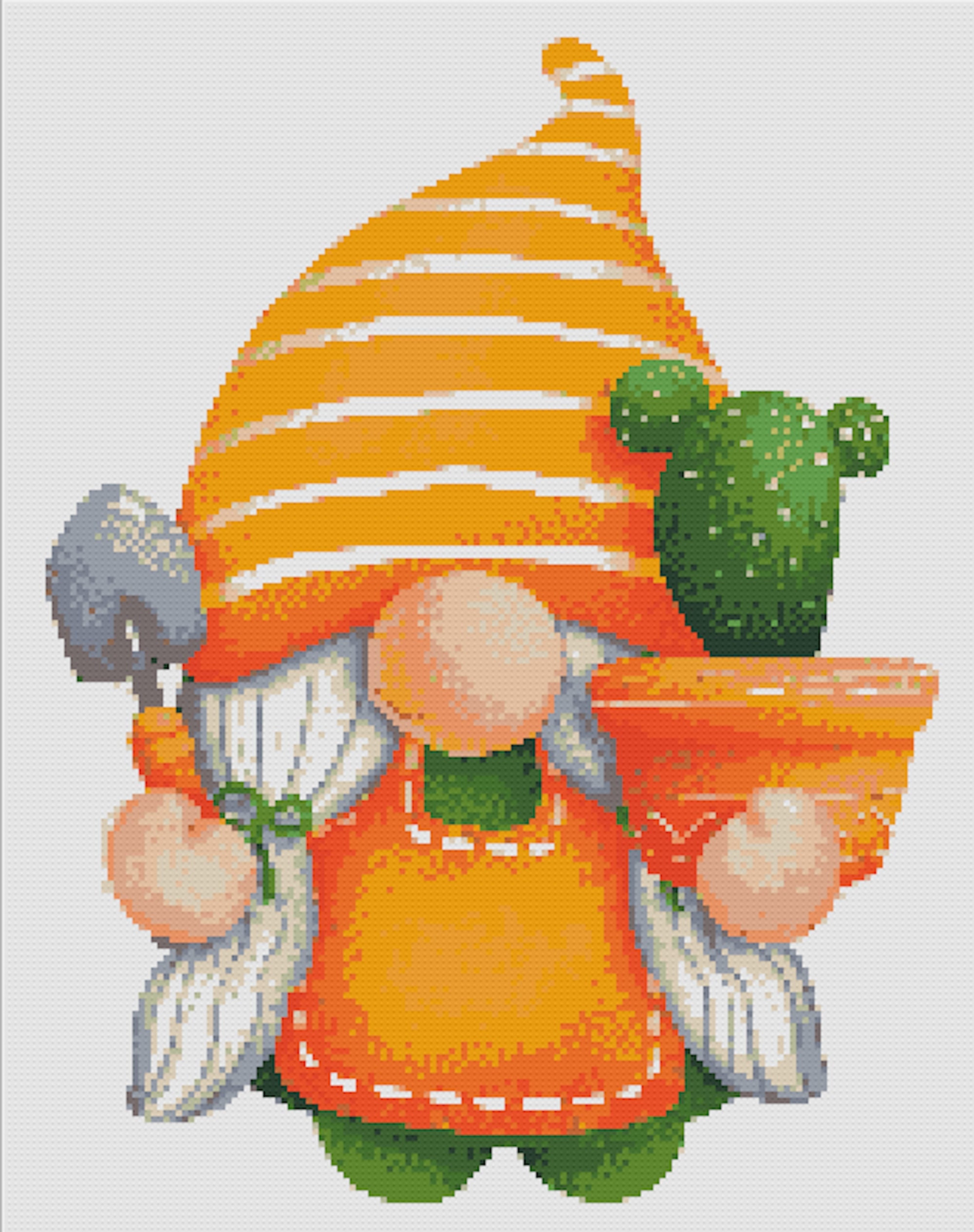 Cactus GNOME Cross Stitch Pattern 1, Printable Gnome PDF Pattern