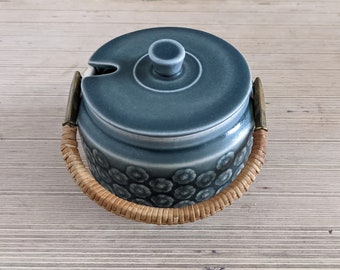 Blue AZUR Marmelade Jar With Lid and Braided Handle, Kronjyden, Designed by Jens Quistgaard