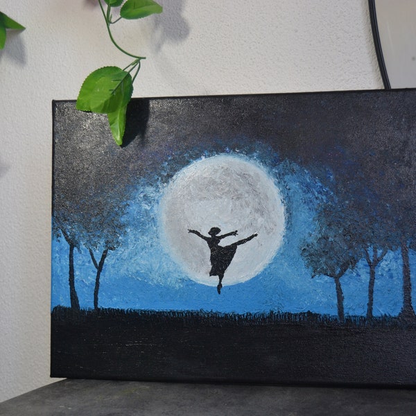 Tableau en acrylique danseuse au clair de lune