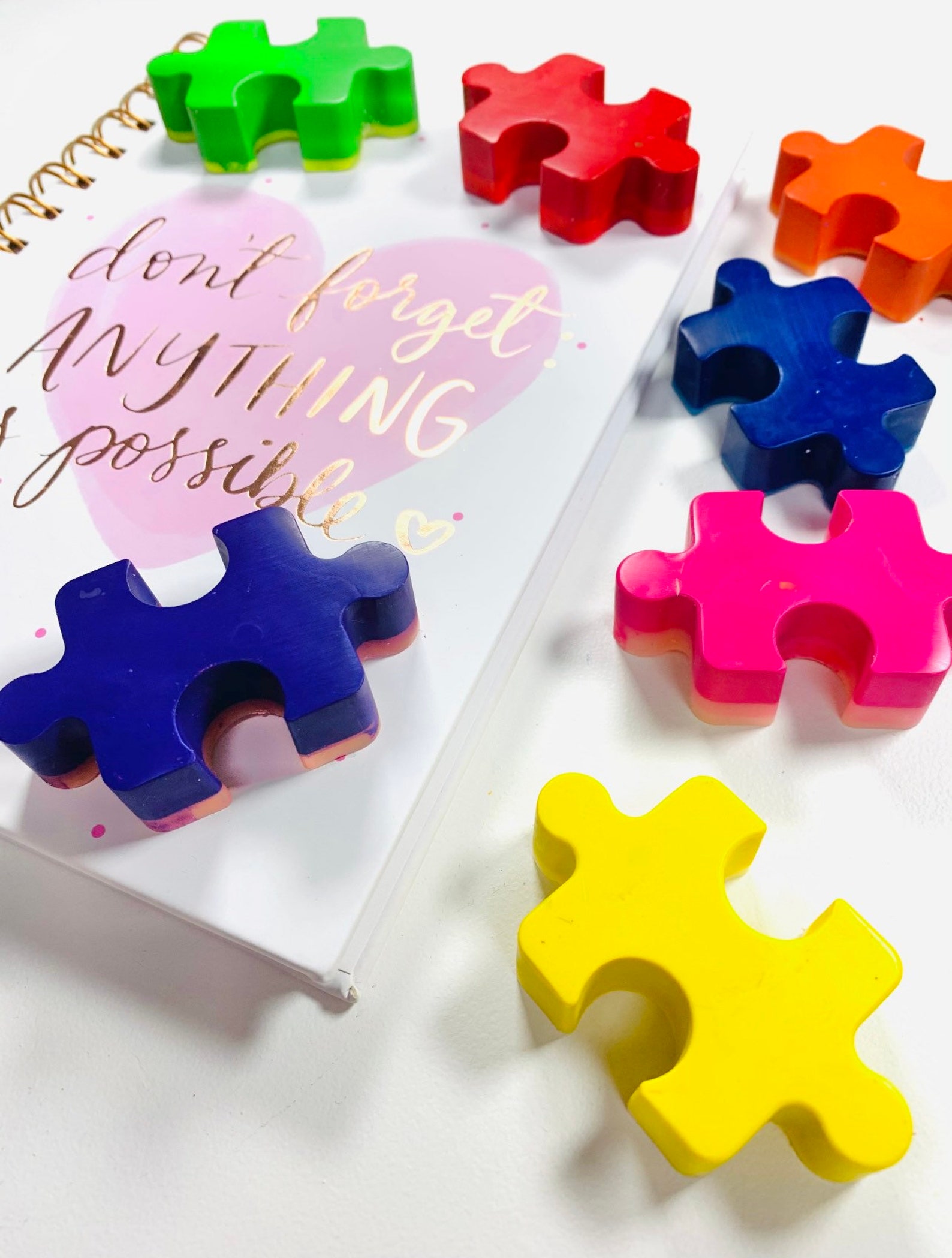 Puzzle Piece Shaped Crayons Autism Awareness Month Autism Etsy