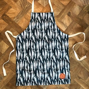 Blue Fish Design  Apron  100% Cotton. Designed and made in UK