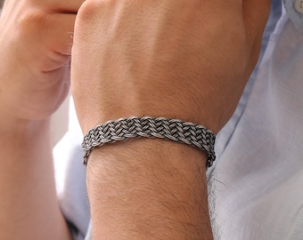 Handmade Sterling Silver Braided Bracelet: Mens Kazaziye Jewelry