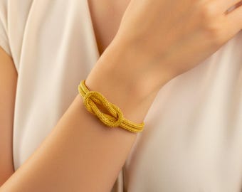 24K Goldplated Silver Infinity Bracelet: Handmade Kazaziye Knit