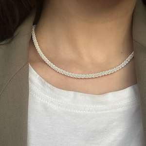 999K Silver Unisex Necklace, Handmade Twisted Rope Necklace, Mens Chain Necklace, Valentines Day Gift