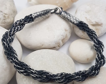 Handmade 999K Silver Braided Bracelet: Personalized Mens Jewelry