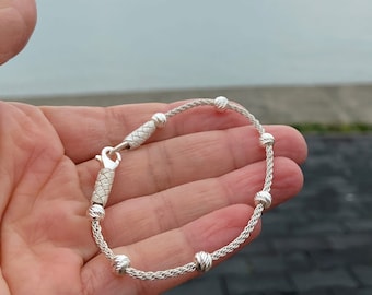 Handmade Pure Silver Kazaziye Bracelet with 925 Silver Beads