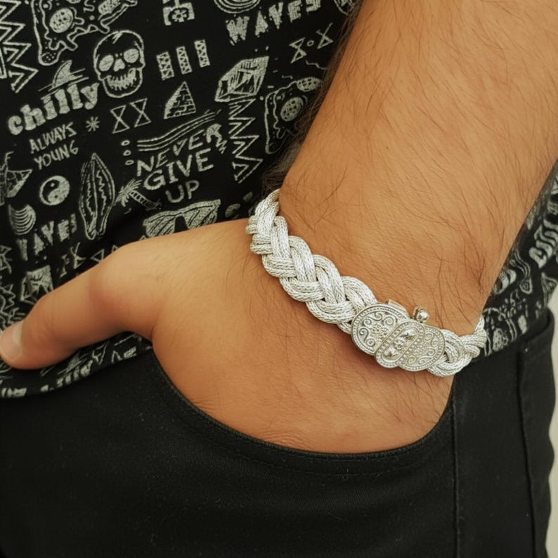 Handmade 999 Solid Silver Rope Bracelet: Kazaziye Art Jewelry image 8