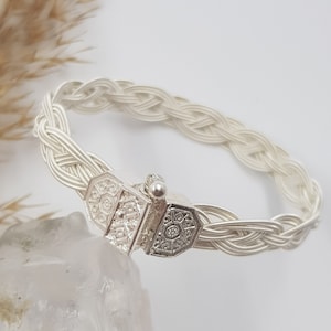 Handmade Sterling Silver Braided Bracelet: Personalized Embroidered Clasp