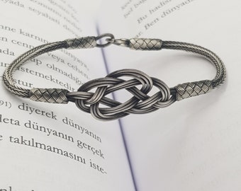 Handmade Silver Infinity Bracelet: Custom Initial Charm, Kazaziye Jewelry