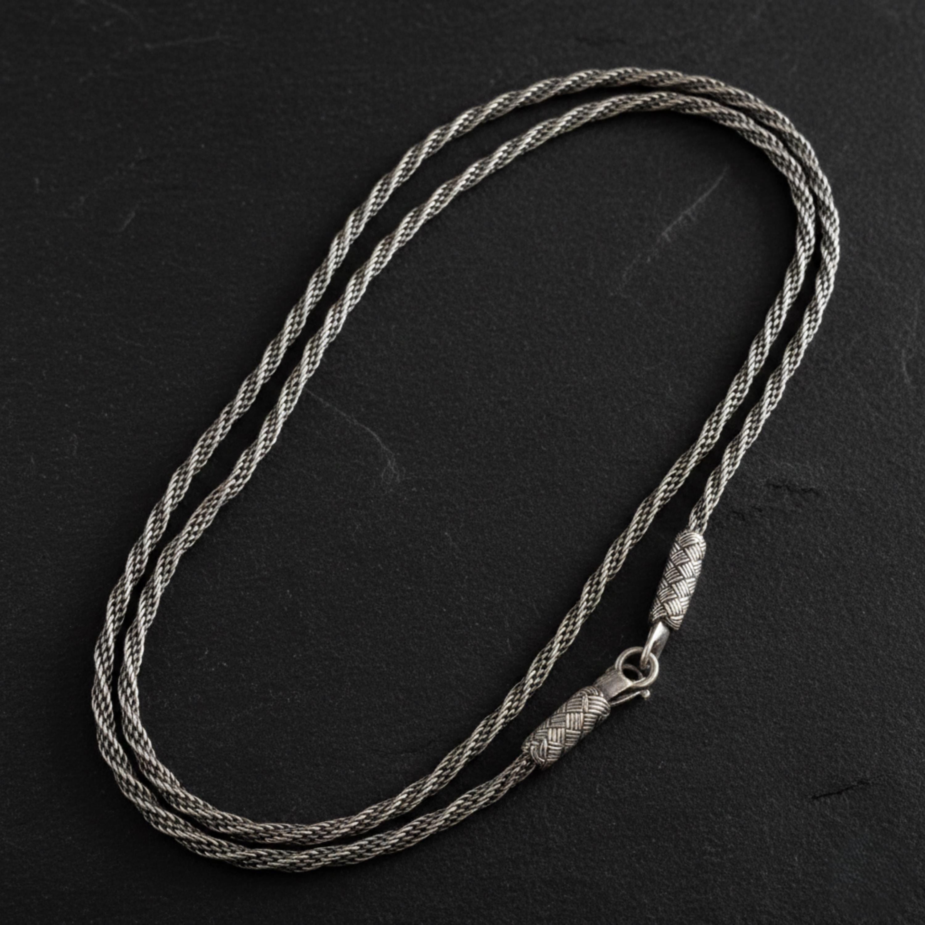Handmade 999K Silver Chain Necklace: Kazaziye Braided Design - Etsy