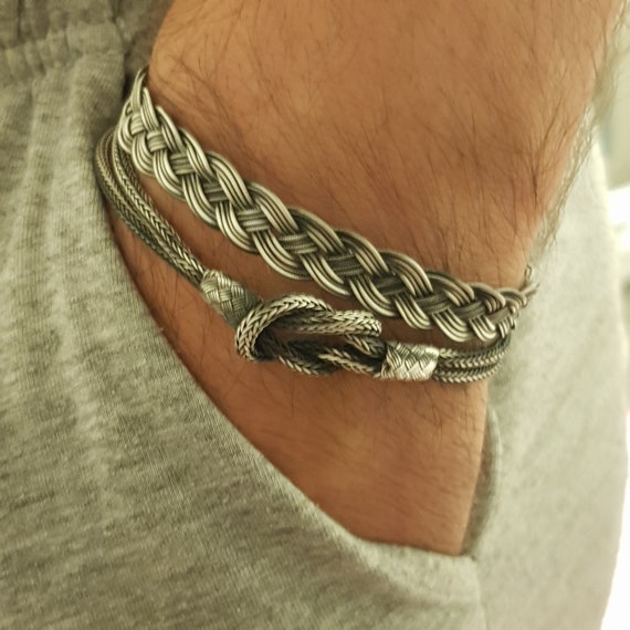 Men's Silver Bracelet Men's Silver Necklace Chain Bangle Gents Male