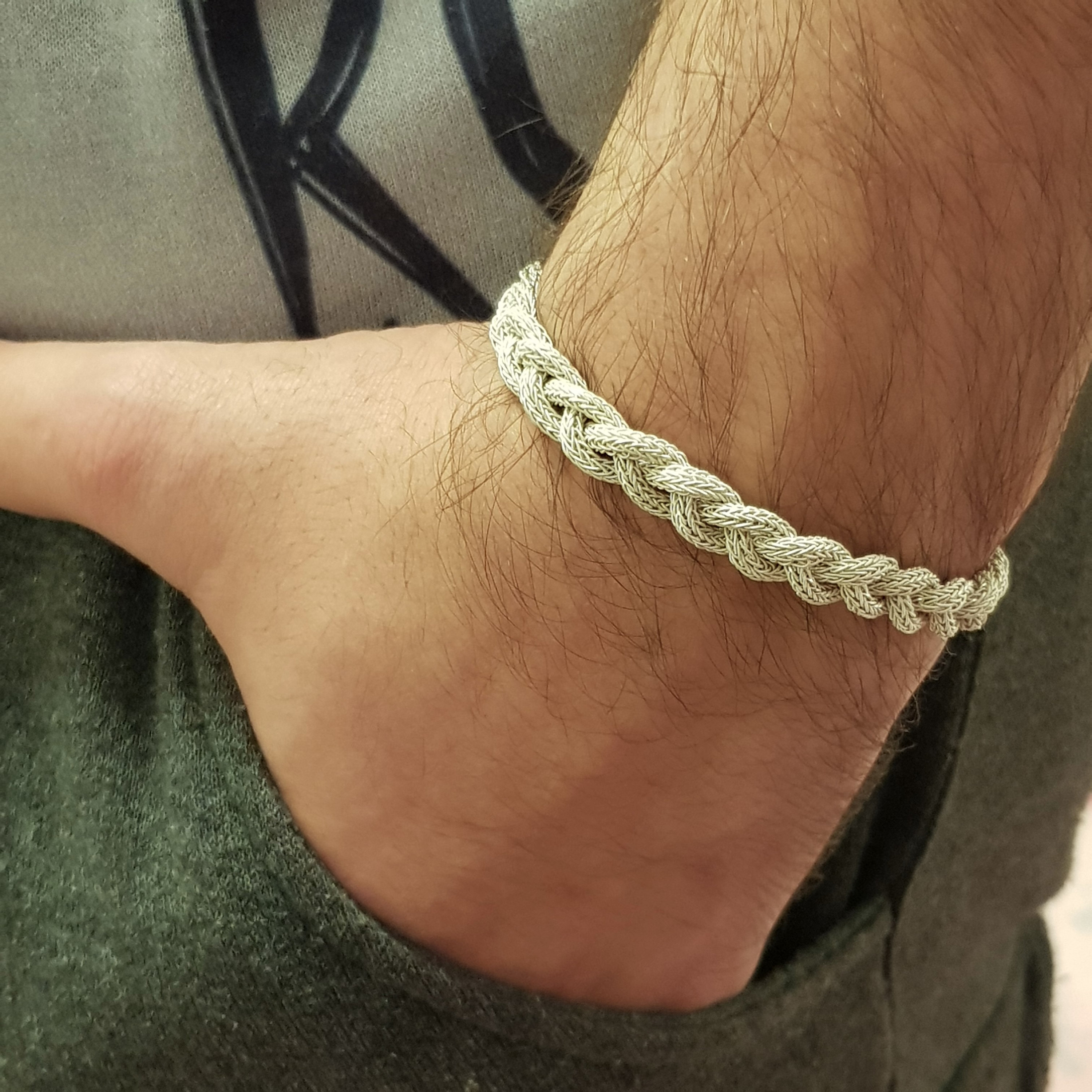 ハンドメイド999Kシルバー編みブレスレット：Kazaziye Art - Etsy 日本