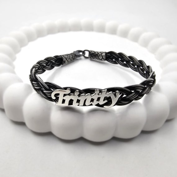 Bracciale Con Nome Personalizzato Per Uomo - Bracciale Intrecciato In Corda Nera Con Incisione, Regalo Personalizzato Per Padre, Figlio, Compleanno O Festa Del Pap&agrave; - Italia