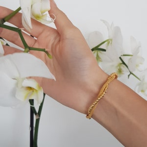 24K Gold-Plated Sterling Silver Doric Bracelet: Handmade Kazaziye Jewelry
