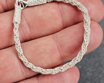 7.5” 5mm, Vintage USA Fine Silver 999 Handmade Rope Chain