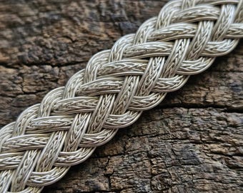 Handwoven 999 Pure Silver Mens Bracelet, Braided Chain, Personalized Clasp, Oxidized Options