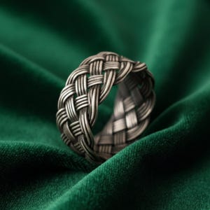 Handmade 999K Silver Braided Ring: Celtic Viking Band