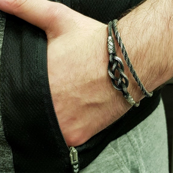 Knot Bracelet for Men, Sterling Silver Kinitted Bracelet, Oxidized Vikings  Bracelet, Handmade Braided Bracelet, Unique Celtic Jewelry Set -  Canada