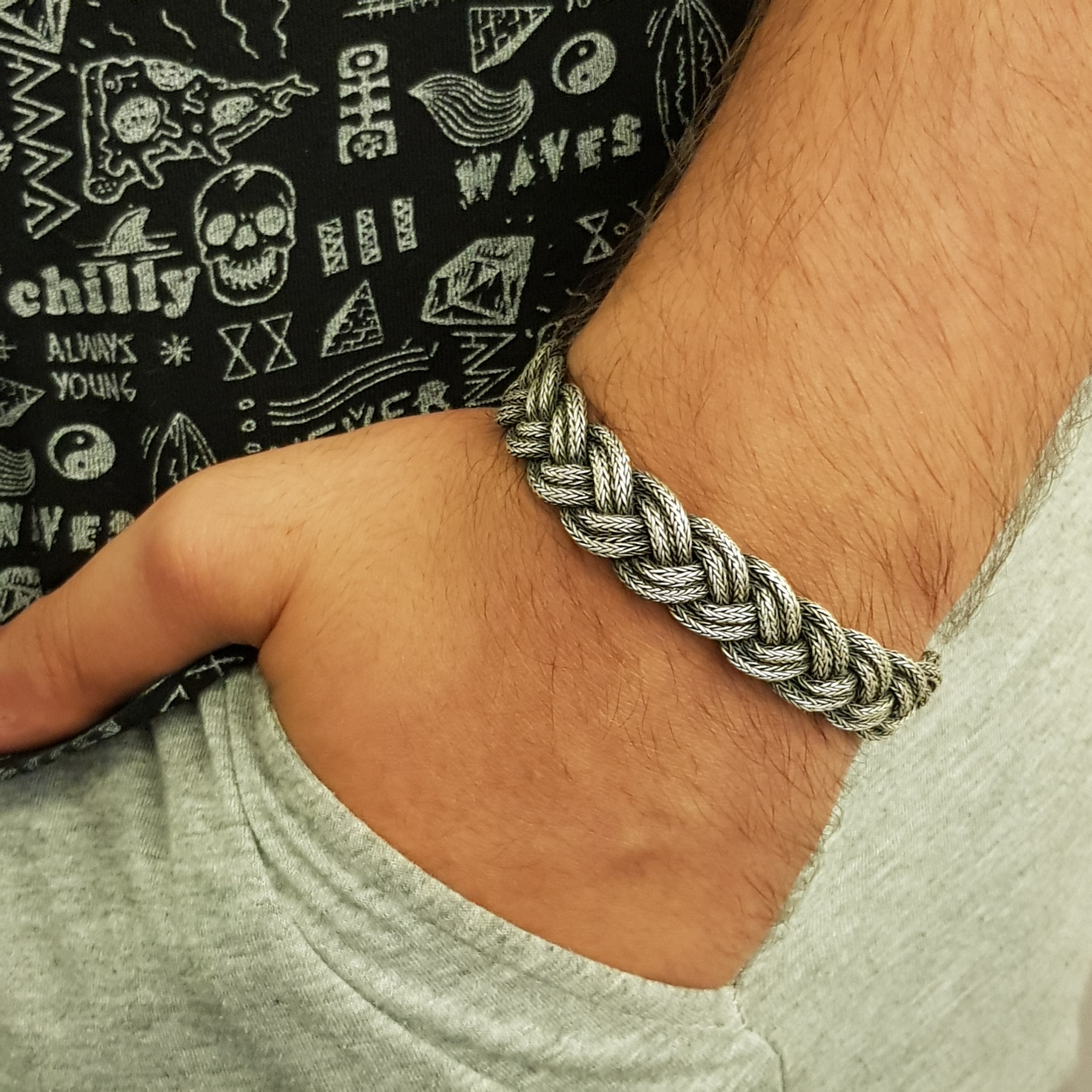 Mens Silver Bracelet Men Bracelet Mens Chain Bracelet Etsy Canada