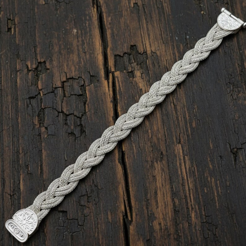 Handmade 999 Solid Silver Rope Bracelet Kazaziye Art Jewelry