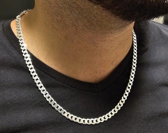 925K Silver Heavy Link Chain Necklace for Men - 23.62"