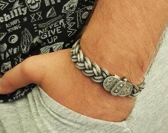 Sterling Silver Handmade Mens Bracelet, Personalized Mens Chain Bracelet, Valentines Day Gift, Name Bracelet