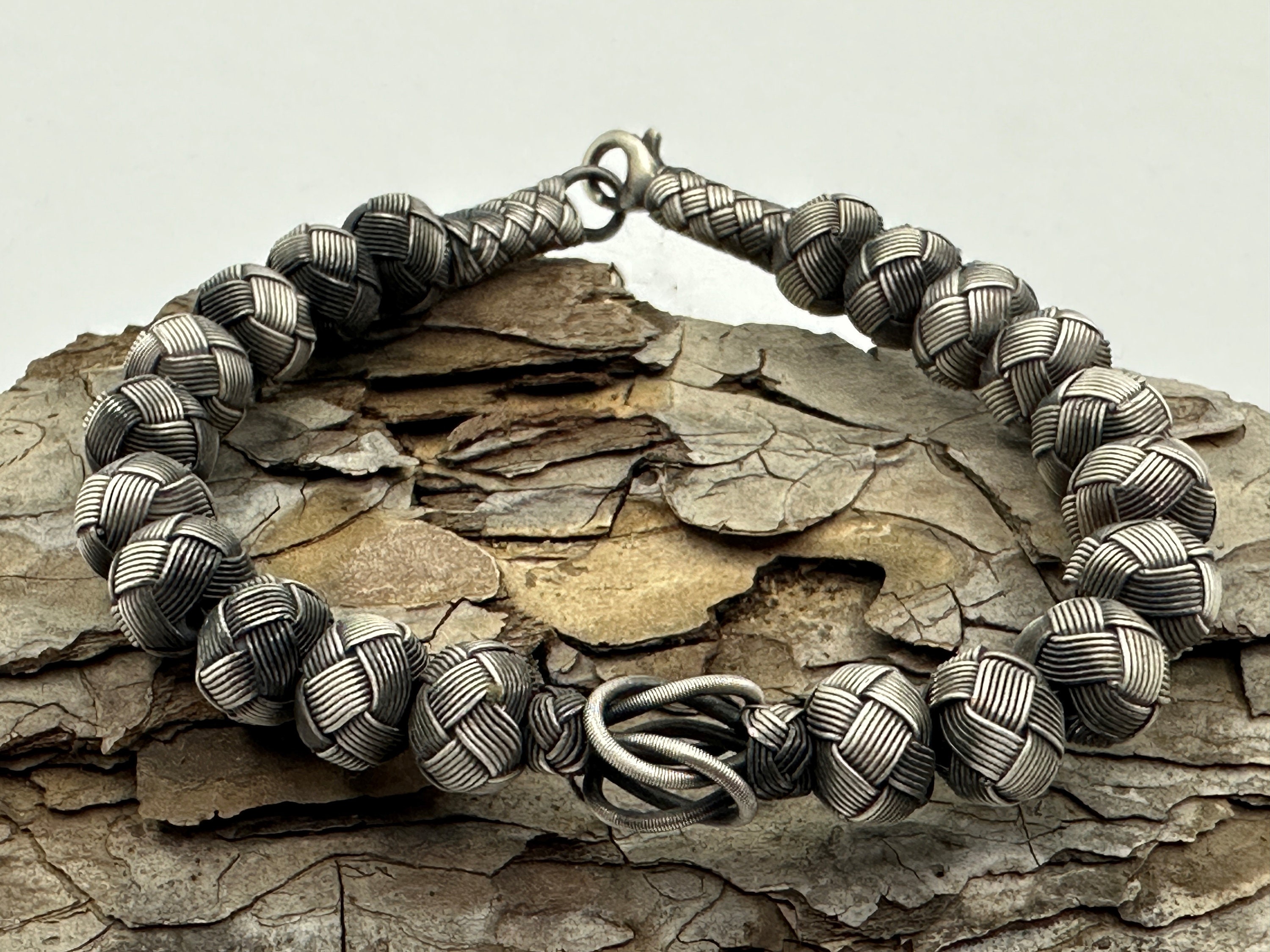 Handmade Sterling Silver Kazaziye Bracelet - 999 Silver, Unisex Braided Design For Men & Women - View #4