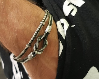Sterling Silver Mens Celtic Knot Bracelet Set, Mens Silver Chain Bracelet, Valentines Day Gift, Mens Jewelry
