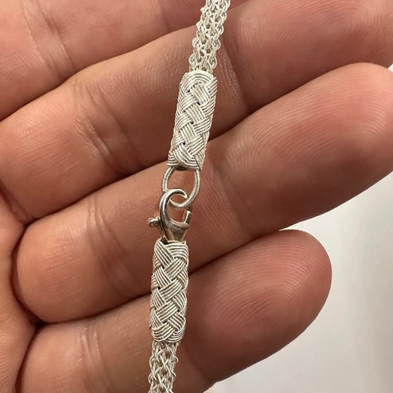 999 Silver Mens Bracelet, Husband Gift, Handknitted Men's