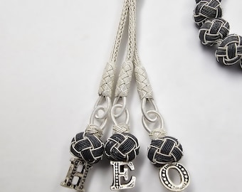 Silver Handmade Personalized Tasbeeh, Islamic Gift for Him,Silver Tassel Rosary,Black & White Tasbih, Personalized Gift, Personalized Rosary
