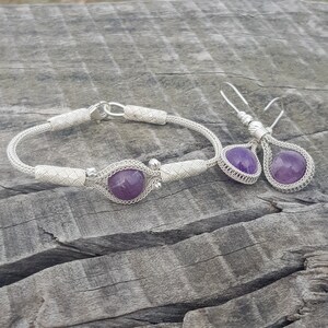 Front View of Amethyst Bracelet Earring Set