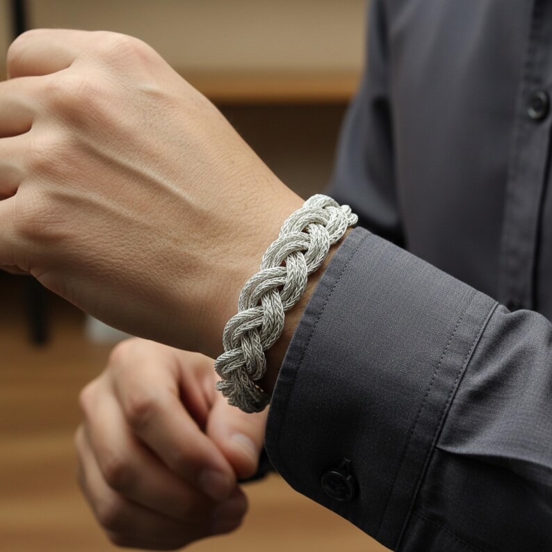 Handmade 999 Solid Silver Rope Bracelet Kazaziye Art Jewelry