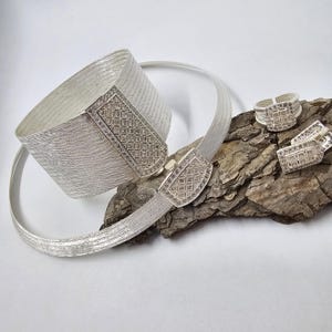 Handcrafted 925 Silver Turkish Jewelry Set with Zircon Stones, Ethnic Gift Idea for Women