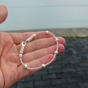 Pure Silver Twisted Rope Knitted Dainty Bracelet With 925 Silver Beads, Her Gift, Anniversary Gift, Everyday Bracelet, Girlfriend Gift Idea