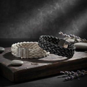 Handmade 999K Silver Mens Bracelet: Braided Chain Cuff with 925K Clasp