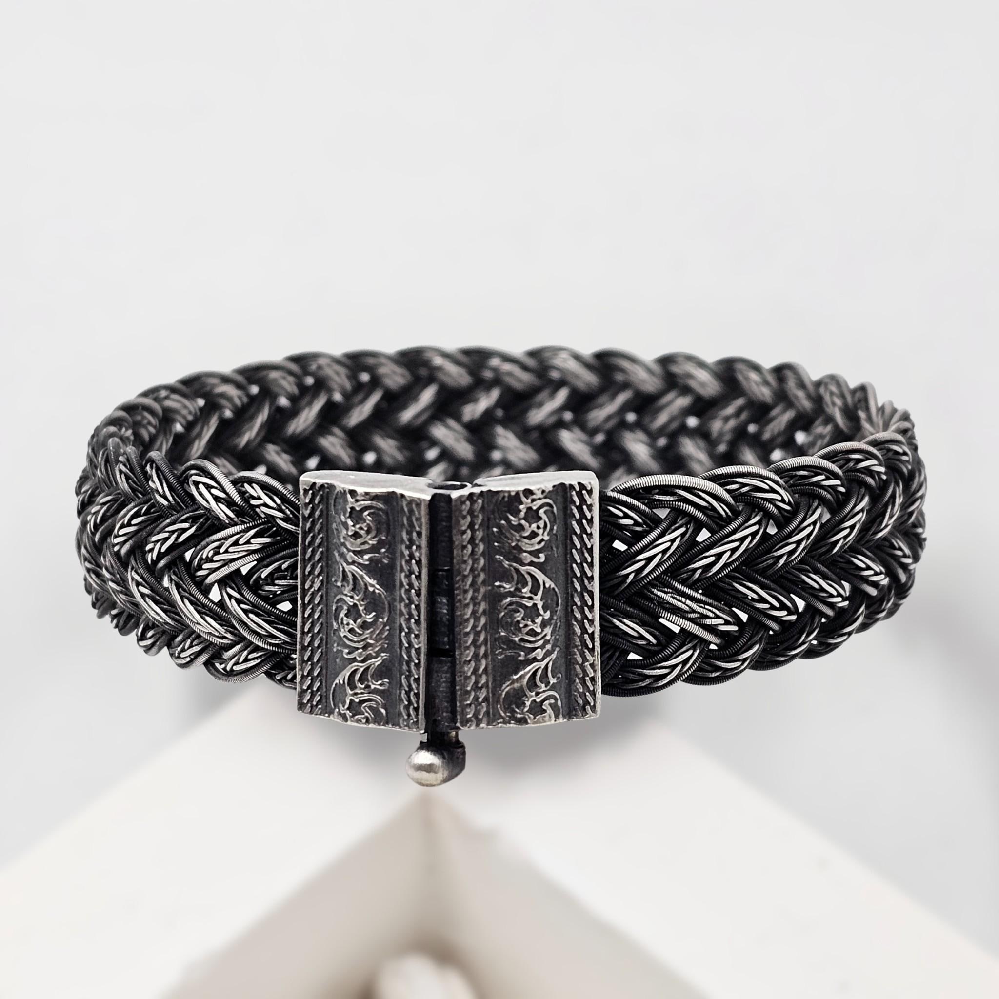Pulseira de prata masculina feita à mão, pulseira de corrente masculina, presente de aniversário, punho de prata masculino, presente para marido