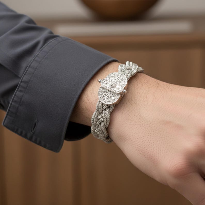 Handmade 999 Solid Silver Rope Bracelet Kazaziye Art Jewelry