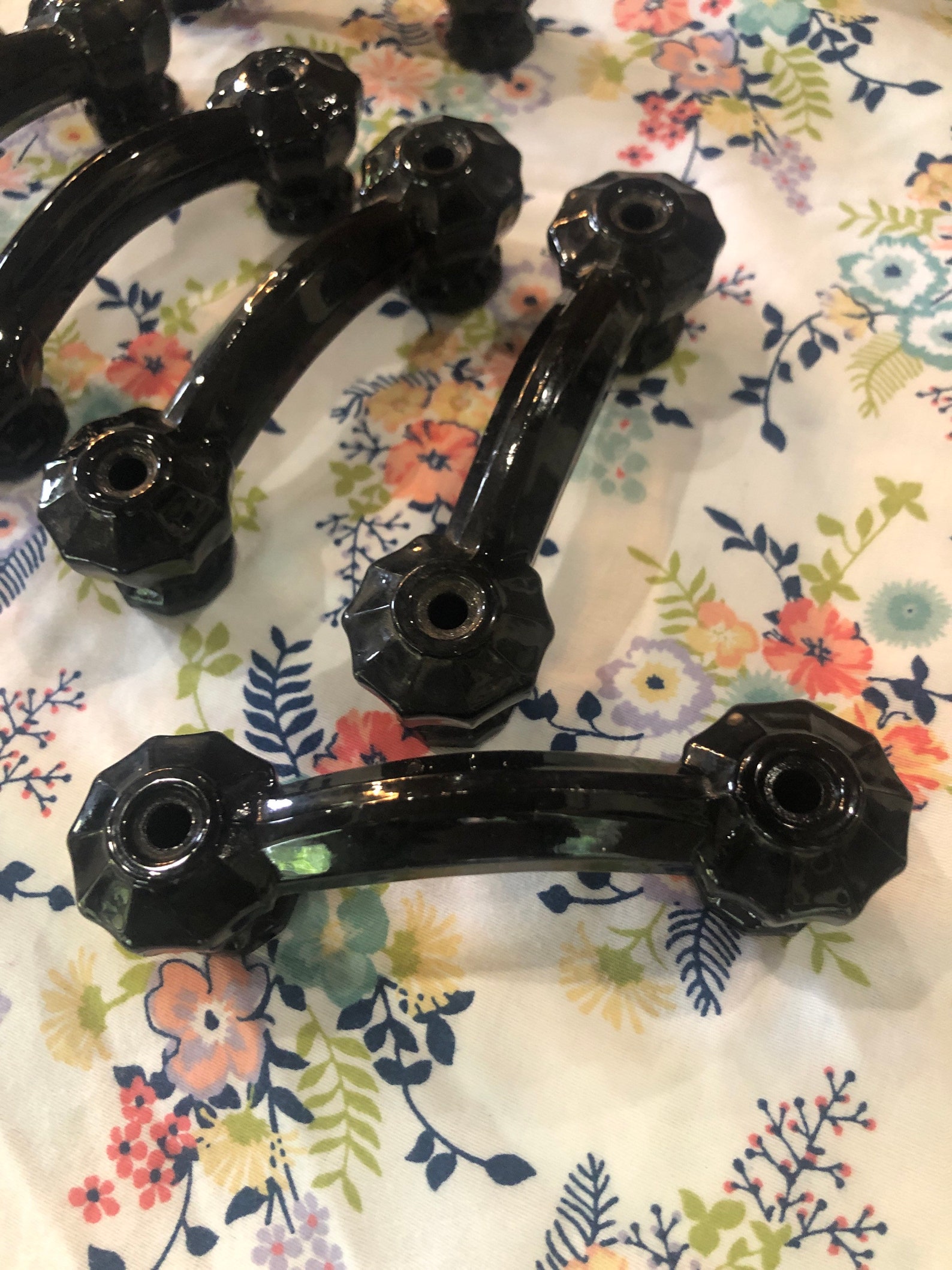 Vintage black glass pulls. Original 1940s Etsy