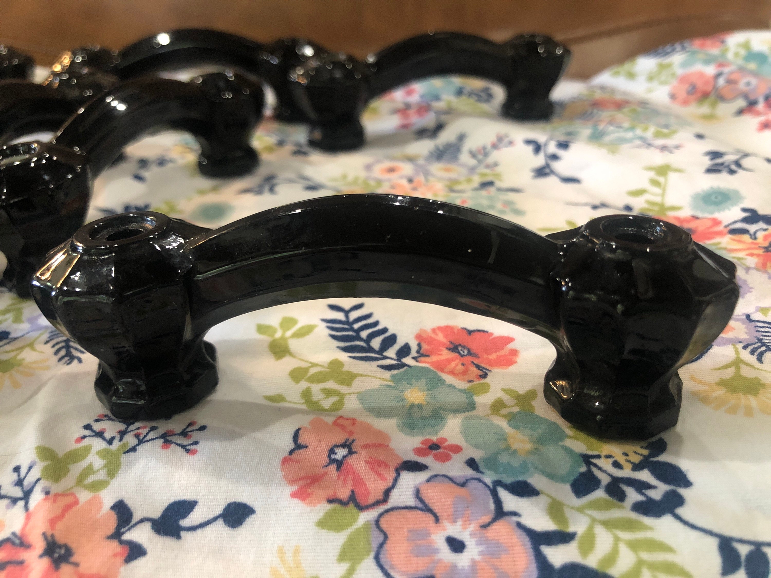 Vintage black glass pulls. Original 1940s Etsy