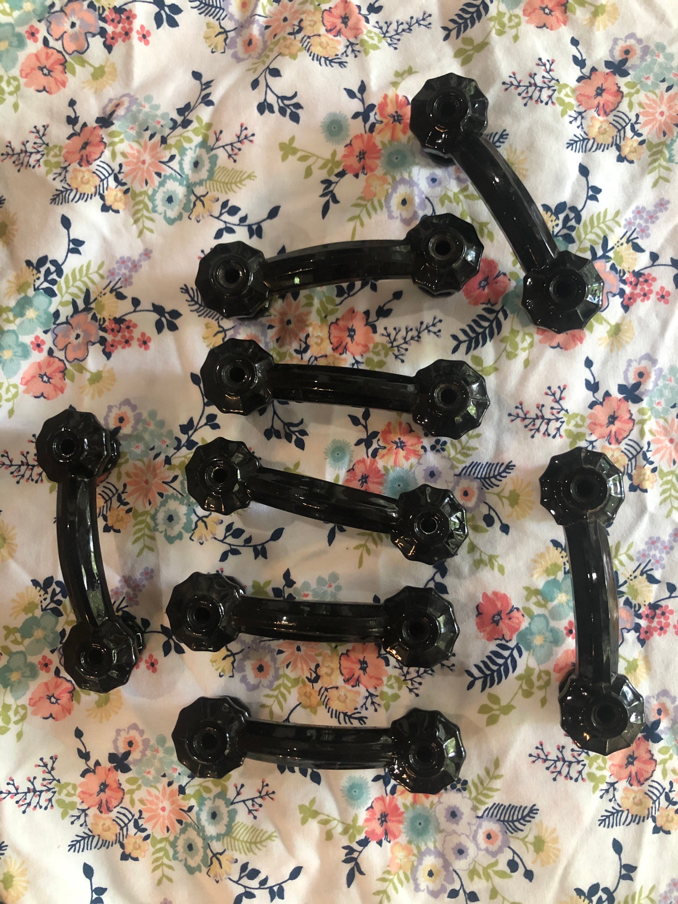 Vintage black glass pulls. Original 1940s Etsy