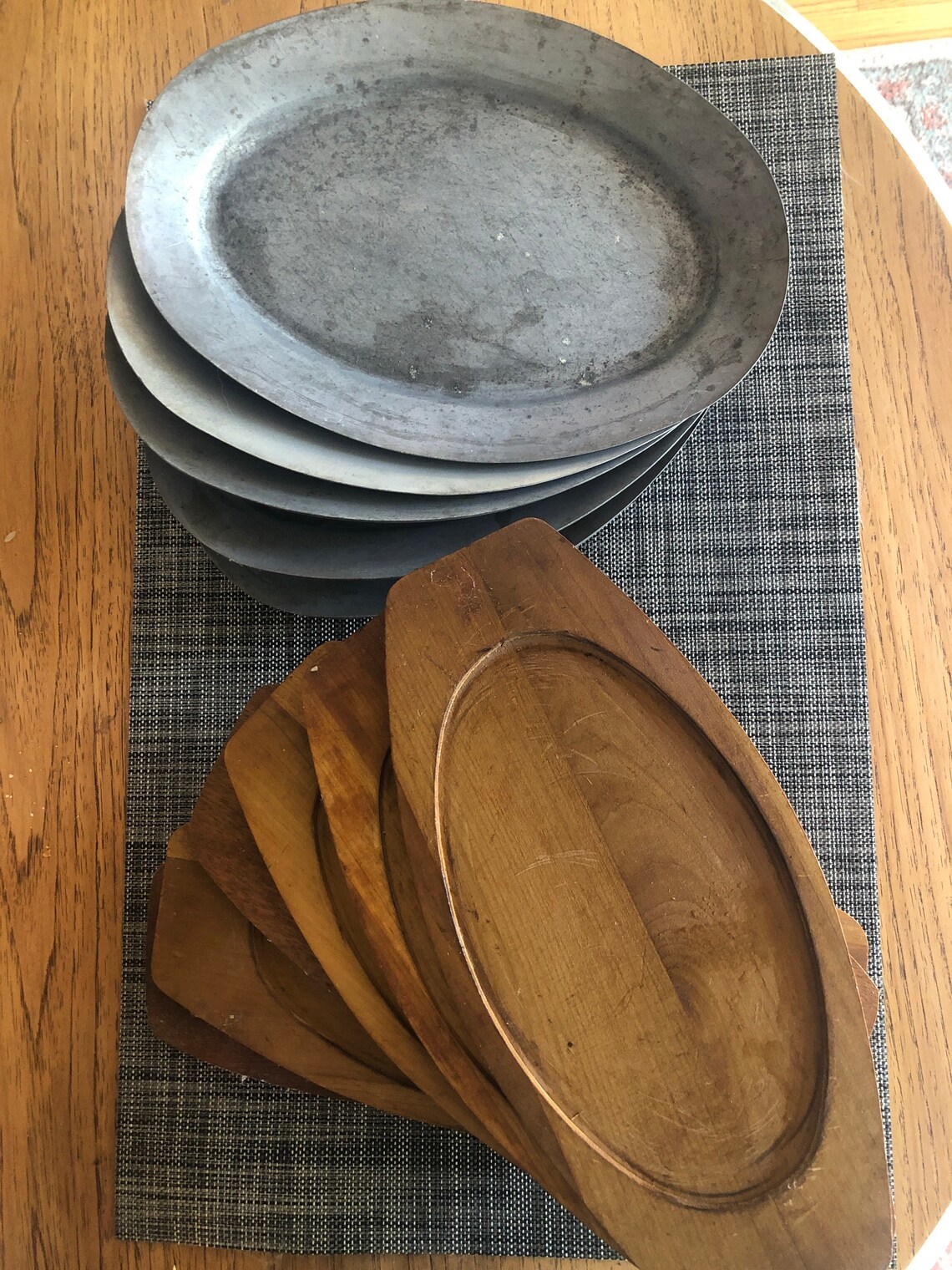 Vintage Sizzle Plates Aluminum and Wood. Fred Rogers Company Etsy