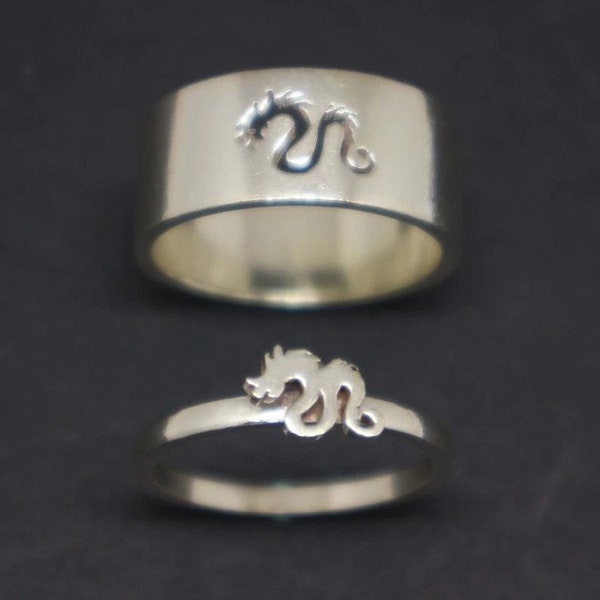 Chinese Dragon Promise Ring for Couple - Dragon Jewelry, Ring for Men, Women, Alternative Matching Ring, Animal Jewelry