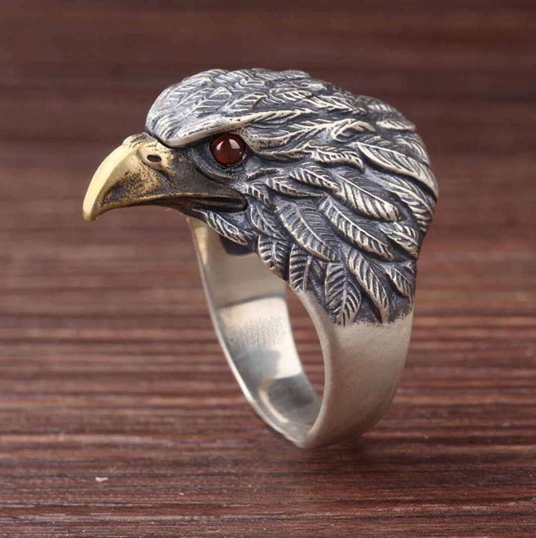 Eagle Ring Viking Eagle Head Rings USA Flying American Bald Etsy